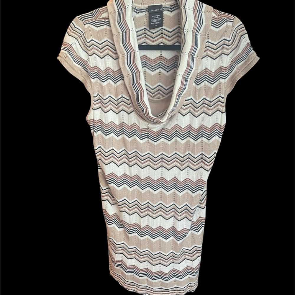 Covington Cream and Black Cowl Neck Sweater